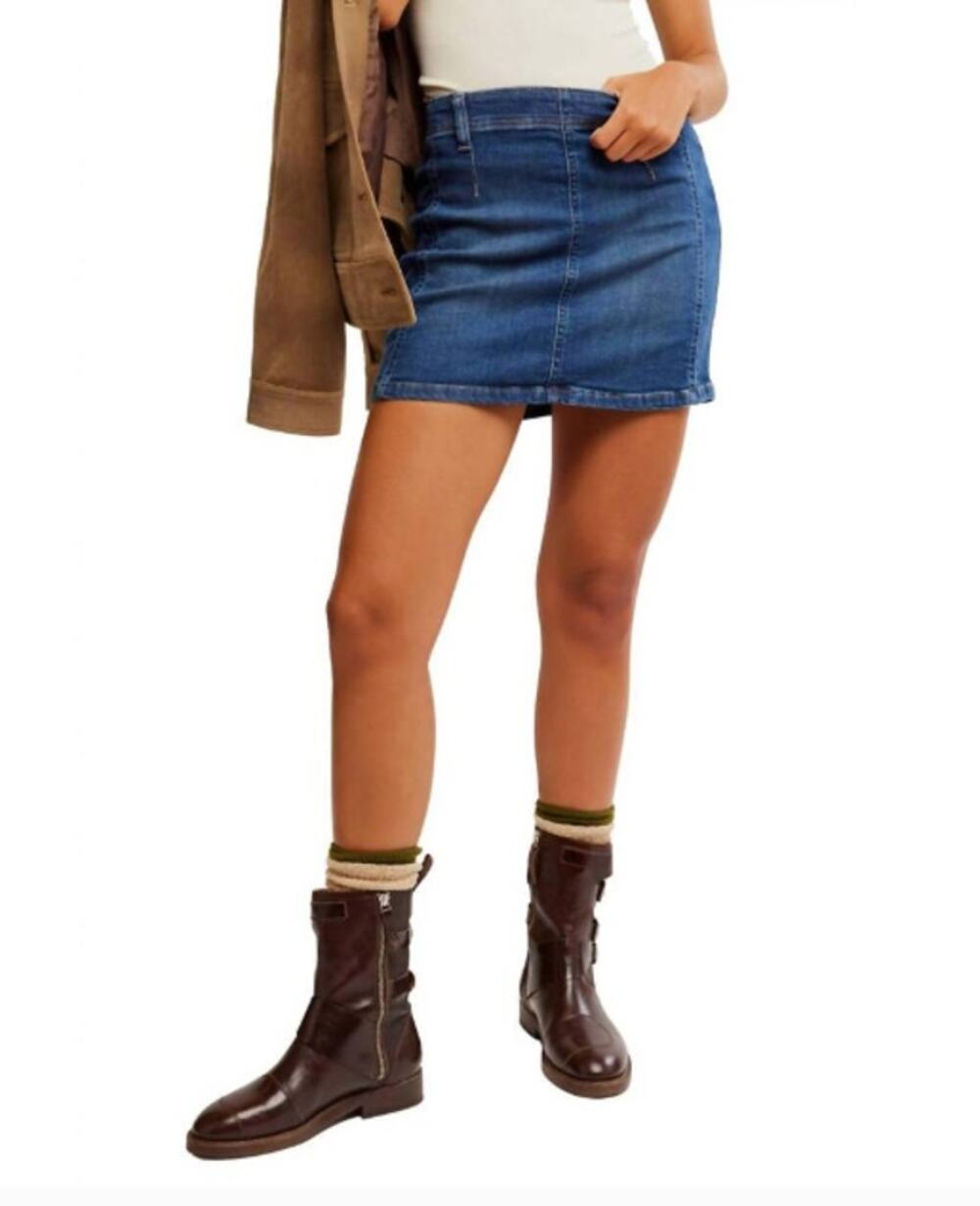 NWT Free People Daylight Denim Mini Skirt in Helix Size 26